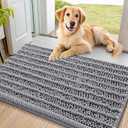 Smiry Dog Door Mat for Muddy Paws 36x24, Extra Soft Absorbent Chenille Doormat, Trap Moisture and Dirt, Non-Slip Machine Washable Front Door Mat for Indoor Entrance Inside Floor, Grey