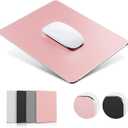 HONKID Metal Aluminum Mouse Pad Pink, Office and Gaming Thin Hard Mouse Mat Double Sided Waterproof Fast and Accurate Control Mousepad for Laptop, Computer and PC,9.06"x7.08",Rose Gold