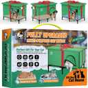 Outdoor Cat House, Weatherproof and Insulated Outside Cat Shelter with Heated Pad and Cooling Pad(4 Seasons Universal),Gift Box for Cats.(Large) (Green)