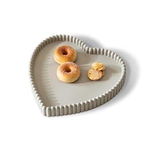 Coffee Table Tray, Home Decor Heart Shaped Tray, Concrete Black Coffee Table Decor Trays, Serving Decorative Trays for Dining Table (11.8" x 11.8" x 1.5")