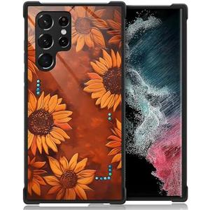 Flivro Case for Samsung Galaxy S23 Ultra,Slim Anti-Drop Military-Grade TPU Protection with Shock-Absorbing Edges Cover Case for Samsung Galaxy S23 Ultra - Retro Sunflower