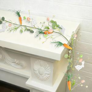 DR.DUDU 4 FT Easter Garland-Bunny & Carrot Garland Decorations for Mantle, Spring Artificial Garland with Easter Pastel Eggs for Indoor Home Fireplace Table Centerpiece Party Dcor (Style 5)