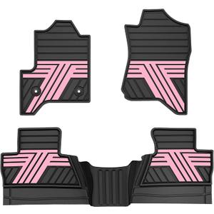 TTX LIGHTING Floor Mats for Chevy Silverado/GMC Sierra 2014-2018 Crew Cab, Custom Fit for Silverado/Sierra 1500 2014-2018 & 2500HD/3500HD 2015-2019 (Black & Pink)