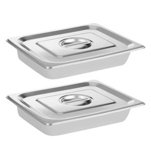 3 PCS Hotel Pans with Lids Stainless Steel Steam Table Pan Restaurant Supplies 1/2 Size x 2.5 inch Deep Stainless Steam Table Pans, Hotel Pan Trays for Food