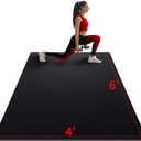 Large Exercise Mat for Home Workout,6'*4' (7mm) Extra Thick Workout Mat, High-Density Gym Mat for Cardio, Jump Rope, MMA, Weights (Shoe-Friendly) (6'*4'Black)