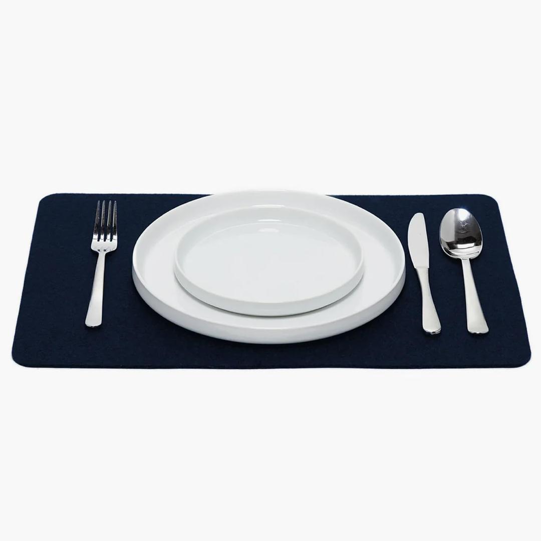 Graf Lantz - Merino Wool Rectangle Placemat - Marine (12" H x 18" W) - 3mm Merino Wool Felt Table Mat - Moisture Wicking - Odor, Stain, Heat & Dirt Resistant - Luxury Home Decor - Made in the USA