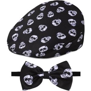 A&J DESIGN Baby Boy Driver Cap, Toddler 2pcs Newsboy Cap & Bow Tie 3 Months - 8 Years (Black)