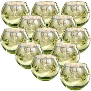 10 PCS Green Votive Candle Holders- Mercury Glass Candle Holders for Sage Green Wedding Decor, Green Tea Light Candle Holder, Christmas Party Decorations, Wedding, Engagement Table Decor
