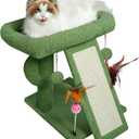 TWDEPART Cactus Cat Tree Tower with Cat Scratching Post for Indoor Cats,Activity Centre Climbing Tree Cat Furniture with Playful Toy Balls,Green