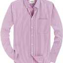 Alimens & Gentle Mens Solid Oxford Shirt Long Sleeve Dress Shirt Work Casual Button Down Shirts with Pocket, L