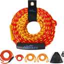 Affordura 65FT Tow Rope for Tubing 4 Sections Boat Tow Rope Tube Ropes for Tubing with Storage Bag and Rope Keeper (1-2 rider, red)