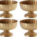 4 Pcs Distressed Gold Compote Vase for Centerpieces Compote Bowl 8'' Wide Vintage Decorative Antique Urn Planter Vase for Wedding Event Anniversary Party Indoor Outdoor Activity
