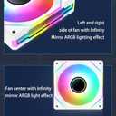 3 x 120mm Infinity Mirror ARGB Computer Fan, Black PWM high Performance Cooling pc case Fan with Customizable Light Effect by SYNC Software, Ultra-Quiet with Anti-Vibration Pads