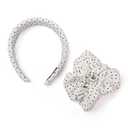 XYNAME Headband and Scrunchie Set for Women 2Pack Hair Ties for Girls Elastics Bands Ponytail Holder Hair Accessories White Dot