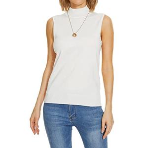 INKOFF Sleeveless Mock Neck Tops for Women Knit Sweater Turtleneck Soft Basic Vest Tank Lightweight Small