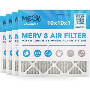 10x10x1 Air Filter (4-PACK) | MERV 8 | MOAJ Advanced Dust Defense | BASED IN USA | Quality Pleated Replacement Air Filters for AC & Furnace Applications | Actual Dimensions: 9.70 x 9.70 x 0.75 (in)