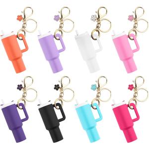 8 Pack Mini Tumbler Keychain for Stanley Cup, Mini Cup Keychain Chapstick Holder for Women Girls