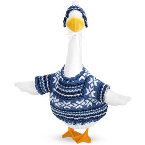Sweater Porch Goose Outfits Winter Christmas Lawn Goose Clothes Fits 23" Cement Plastic Goose Statue for Winter Xmas Outdoor Garden Yard Patio Statue Art Decoration