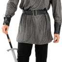 Morph Knight Costume Adult, Chain Mail Armor Men, Knight Chainmail Shirt Costume, Male Crusader Halloween Costumes For Men (Medium)