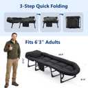 Folding Camping Cot with Mattress and Pillow, No Assembly Camping Cot for Adults, 450 Lbs Capacity Adjustable Portable Bed with Side Pocket for Indoor Outdoor Patio Guest Use, 70 Inch, Black, 69 x 23 x 31 inch
