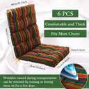 Suzile 6 Pcs Outdoor High Chair Cushion Waterproof Patio Seat Back Cushion 21 x 44 x 3(H) '' Rocking Chair Cushion Cover Thickened Patio Chair Pad for Indoor Outdoor Patio Garden (Mexican Color)