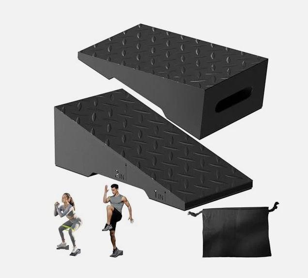 Squat Wedge, Steel Heavy Duty Squat Wedge Block, 2 Pcs Non-Slip Slant Board for Squats, 800 lbs Weight Capacity for Deeper Squats, Calf Raises, Weightlifting and Foot Stretches