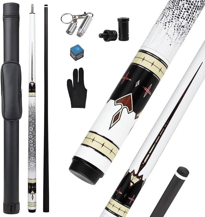 Carbon Fiber Pool Cue Stick with Case, Full Carbon Technology Billiards Cue Stick for Adults Professional Pool Cue Low Deflection Ultra-Smooth, Pro Taper, 12.5 mm Tip, 58" 19oz