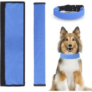 Dog Cooling Collar, Bandana for Pets in Summer, PVA Material for Physical Cooling, Adjustable with Velcro, for All Dogs, 2-Pack, Blue (Large)