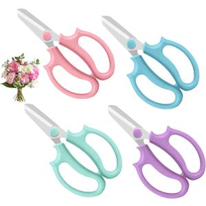 4PCS Flower Scissors, Stainless Steel Floral Scissors, Garden Pruning Shears with Comfort Grip Handle, Perfect for Arranging Flowers, Pruning, Trimming Plants, Gardening Tool
