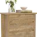 LITTLE TREE 3-Drawer Nightstand, Wooden Farmhouse Bedside Table for Bedroom, Large Wide Nightstand with Drawers, Oak
