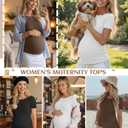 Sweetyweee 3 Pack Women's Maternity Cotton Shirts (Black, L)