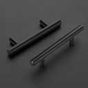10 Pack 5" Matte Black Cabinet Pulls, Hollow (3" C-C) Stainless Steel Drawer Handles for Kitchen/Bathroom/Cupboard, Easy-Install Dresser Hardware