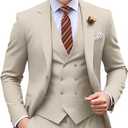 Boys Suit Formal 3 Piece Suits for Boy Slim Fit Wedding Outfit Blazer Double Breasted Vest Pants Tie Set, Size 10
