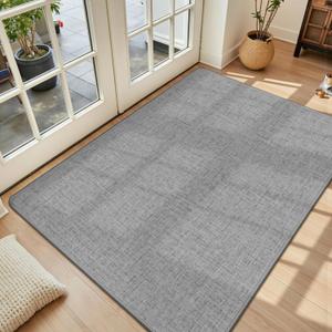 LEKEEPGO Ultra Thin Indoor Door Mat 36"x59", Low-Profile Door Mat Indoor Entrance, Non Slip Rubber Backing Inside Doormat Washable Welcome Front Entryway Dirt Trapper Entry Mat, Grey (3' X 4'11" (Rectangular))