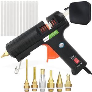 Hot Glue Gun,Full Size High Temperature Glue Gun Kit with 12 Clear Glue Sticks, 60/100W. For Craft School DIY Art Home and Quick Repair -BLACK