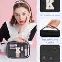 Wandering Nature Clear Makeup Bags 2 Pack Personalized Initial Makeup Pouch Preppy Small Cosmetic Pouch Organizer Travel Toiletry Bag, Birthday Gifts for Girlfriend Women (Black)