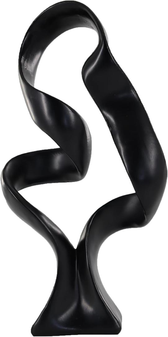15" Modern Abstract Ribbon Decorative Sculpture, Knot Sculptures,Home Decor,Coffee Table Statues,Dining Living Room Desk DecorBlack
