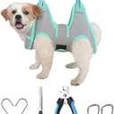 XS Dog Grooming Hammock Harness, Grey, Nail Trimming, Holder, Restraint, Thick Neck Support (XS (14 LB Max) Silver Grey 4.5-10in)