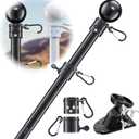 Flag Pole Holder for Outside House - 5ft Stainless Steel Heavy Duty Flagpole Kit,Tangle Free,2 Angle Bracket for Grommet Flags,Banner,Garden Flag,for Outdoor Porch,Yard,Garage,Balcony,Black