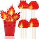 Yungyan 48 Pcs Firefighters Birthday Party Decoration Fire Trucks Playing Party Supplies Fire Flame Picks Sticks Cardboard Cutouts Accessories Flame Decoration Vase Filler Centerpiece for Table