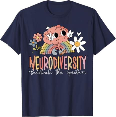 Neurodiversity Celebrate The Spectrum Brain Autism Awareness T-Shirt 3XL
