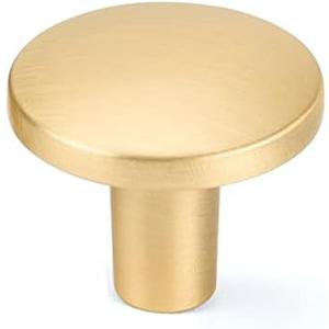 Haliwu 10 Pack Gold Cabinet Knobs Brushed Brass Dresser Drawer Knobs Round Gold Kitchen Cabinet Hardware Zinc Alloy