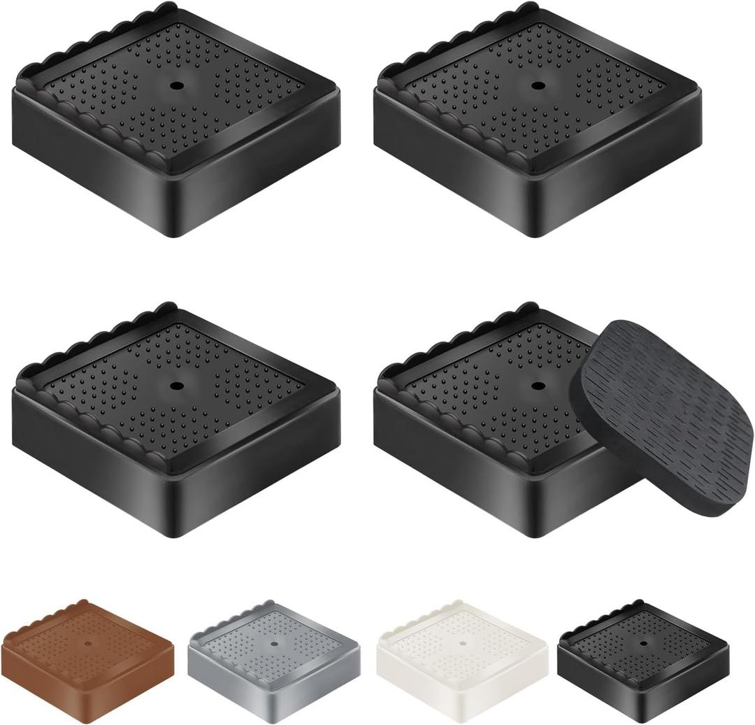 Furniture Risers Bed Risers Heavy Duty 1 inch, 2 inch, 3 inch, 4 inch, L Shaped Adjustable Bed Lifts Riser for Desk Legs Table Couch Sofa Chair Refrigerator Washing Machine (1 Inch, Black, 4 Pack )
