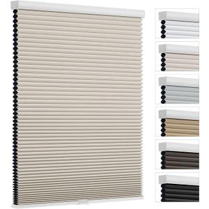 Changshade Blackout Cellular Shades Cordless Blinds for Indoor Windows, Room Darkening Honeycomb Pull Down 1.5" Cell for Bedroom, Bathroom, Nursey, Beige, Shade Size 33.5 Inch Width, 72 Inch Height