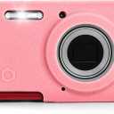 Soft Silicone Camera Case Compatible with Kodak PIXPRO FZ55 Digital Camera, Top Grain Leathr Silicone Cover (Chalk Pink)