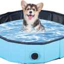 Ringling Dog Pool, Foldable Dog Swimming Pool Collapsible Pet Bathtub for Pets Cats 39"x12"(Blue M)