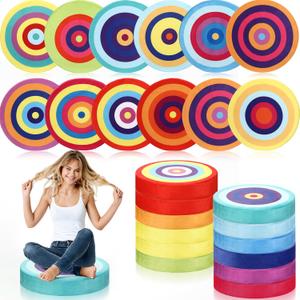 12 Pcs Round Floor Cushions for Kids Flexible Seating for Classroom Elementary Floor Pillows 15.35'' Circle Seat Cushions Group Activity Marker Kindergarten Playroom (Rainbow)