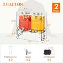 Lifewit 2 Gallon Glass Drink Dispenser with Stand & Fruit Infuser 2 Pcs | Leak-Proof Spigot, Stainless Steel Lid, Large Beverage Container for Juice, Sun Tea Jar, Pitcher for Lemonade & Mimosa bar