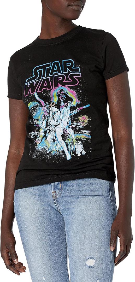 Star Wars Women's Neon Hope Poster Crew Neck Graphic T-Shirt XXL