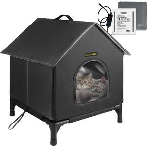 Rest-Eazzzy Heated Cat House for Outdoor Cats, Waterproof, Fully Insulated Shelter for Stray and Feral Cats, Great for Cat Houses for Outdoor Cat and Cat Beds for Indoor Cats (Grey-Heat, Medium)